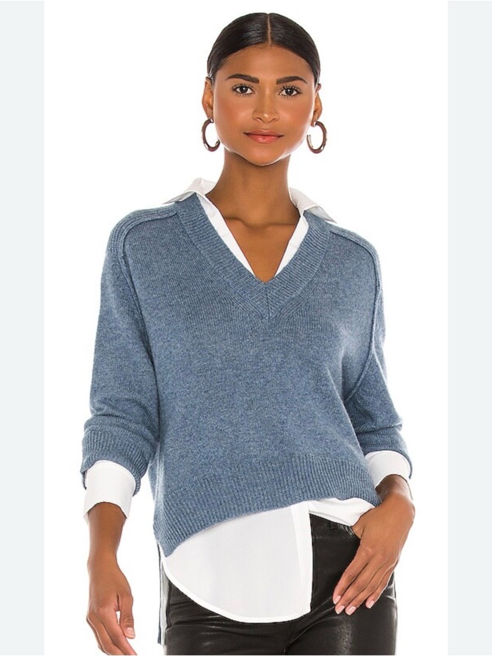 Brochu Walker The Looker Layered V Neck Sweater Wool Cashmere XS